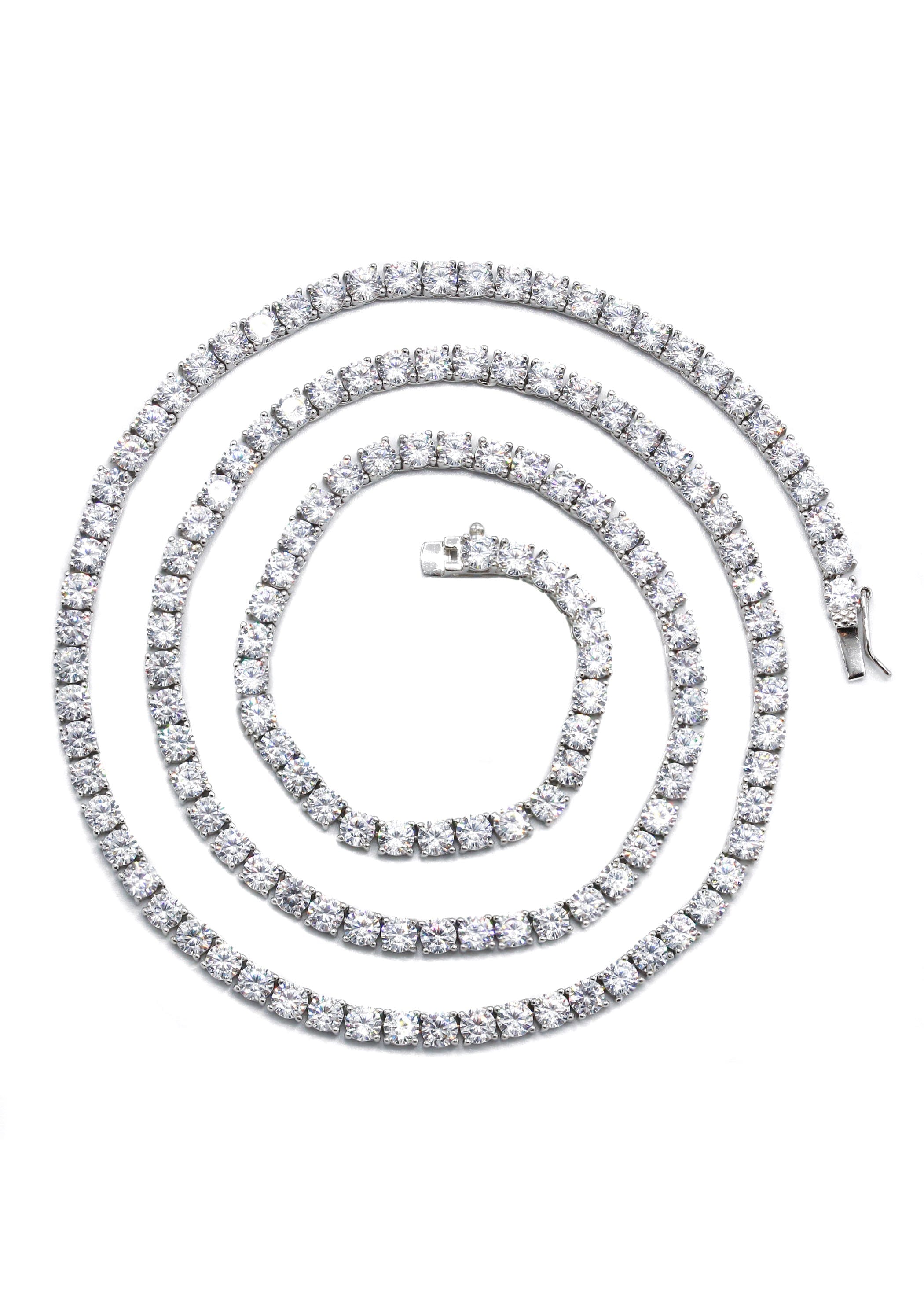 Manufacturer 43 Silver Chain - Mens White Tennis Chain / Necklace