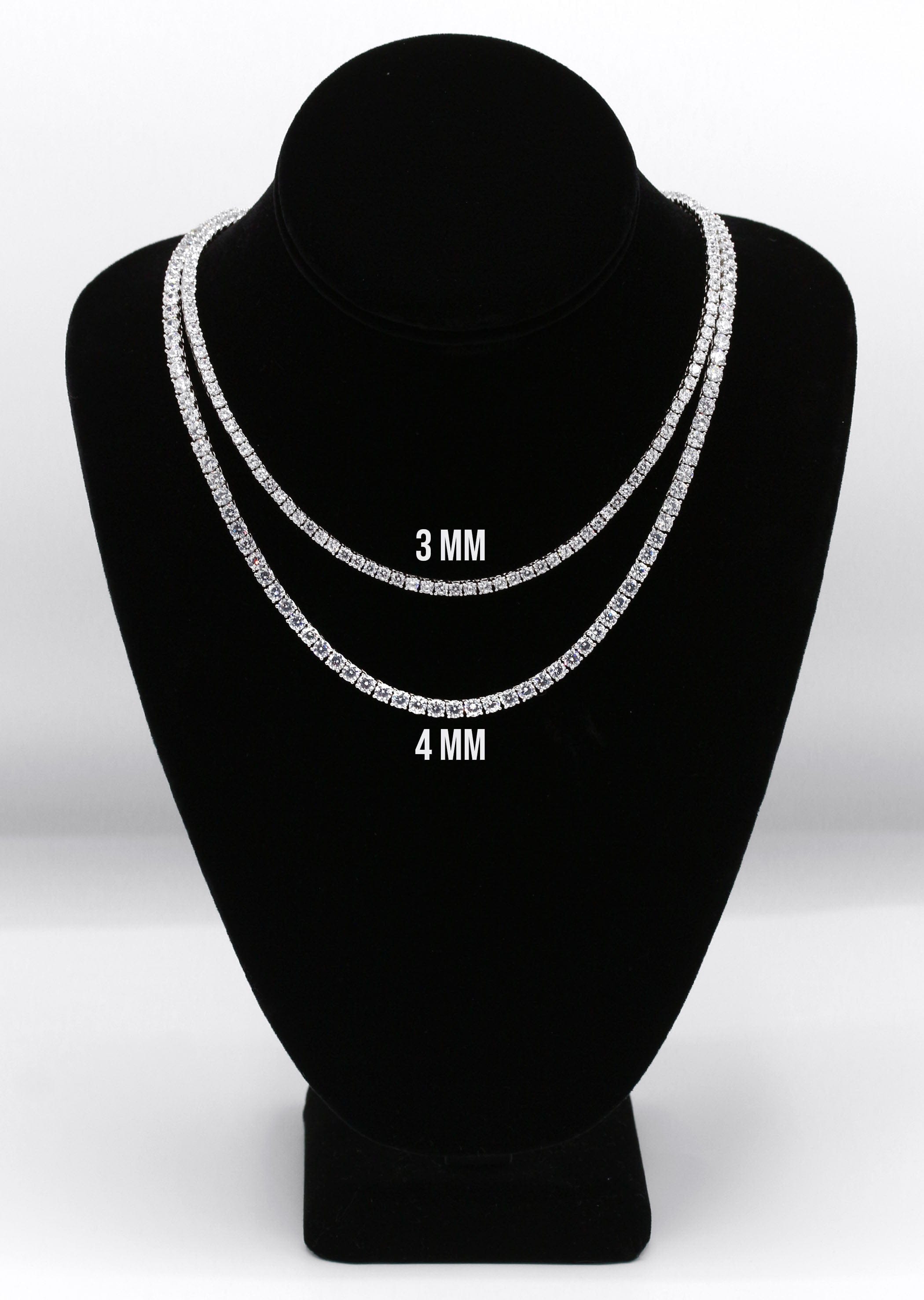 Manufacturer 43 Silver Chain - Mens White Tennis Chain / Necklace