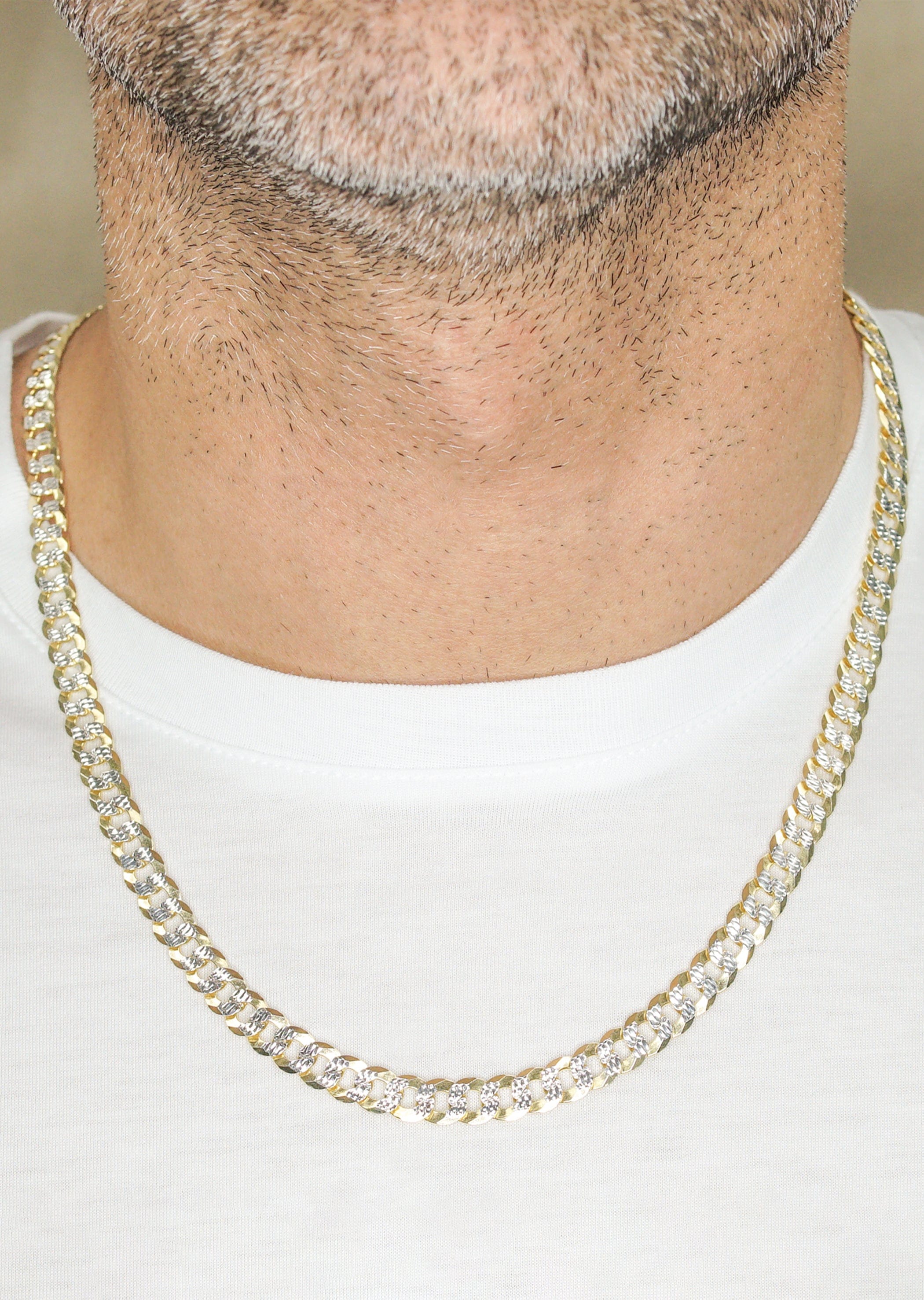 Manufacturer 43 Silver Chain - Mens Gold Chain / Curb Cuban Diamond Cut Chain / 7 mm