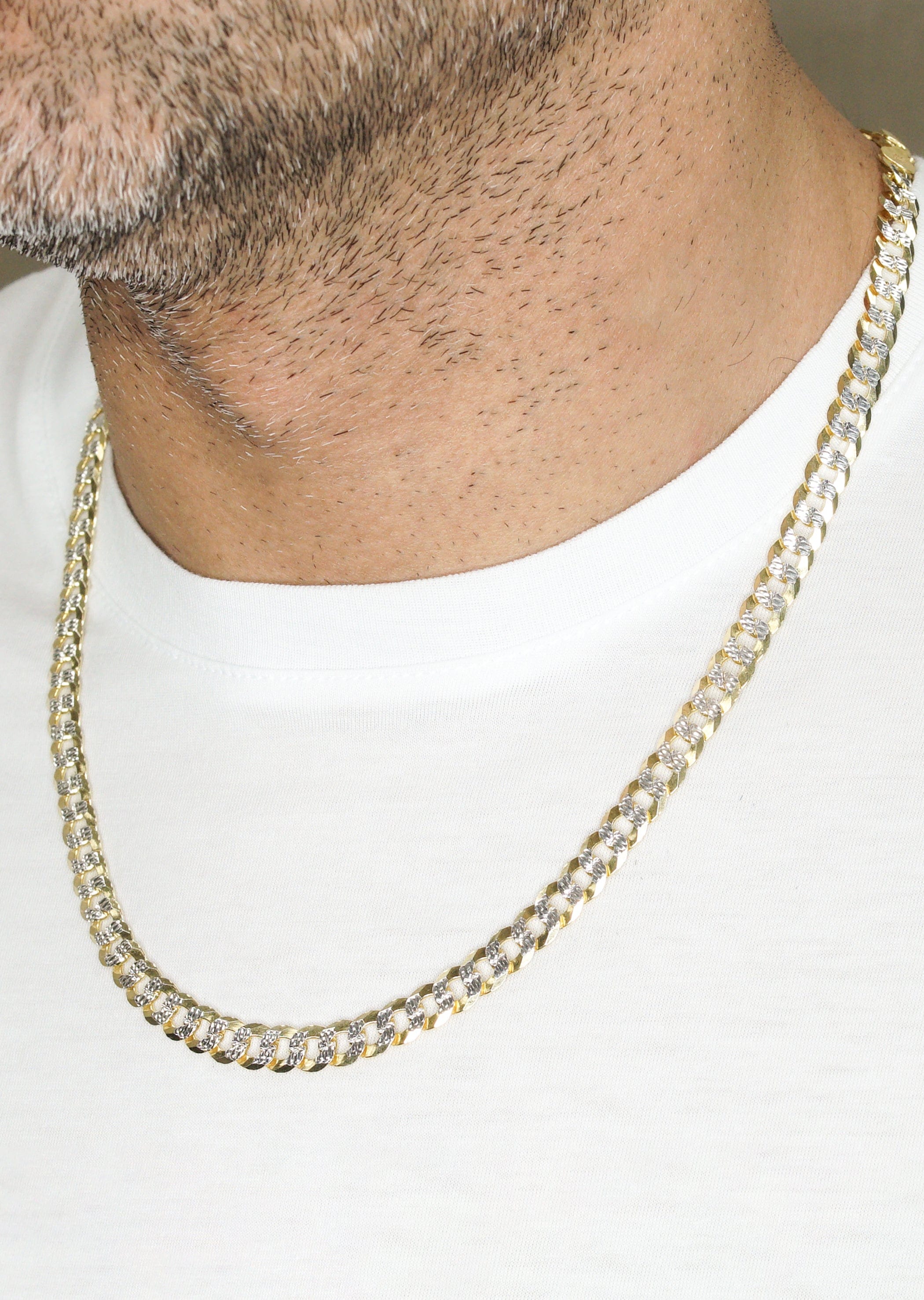 Manufacturer 43 Silver Chain - Mens Gold Chain / Curb Cuban Diamond Cut Chain / 7 mm