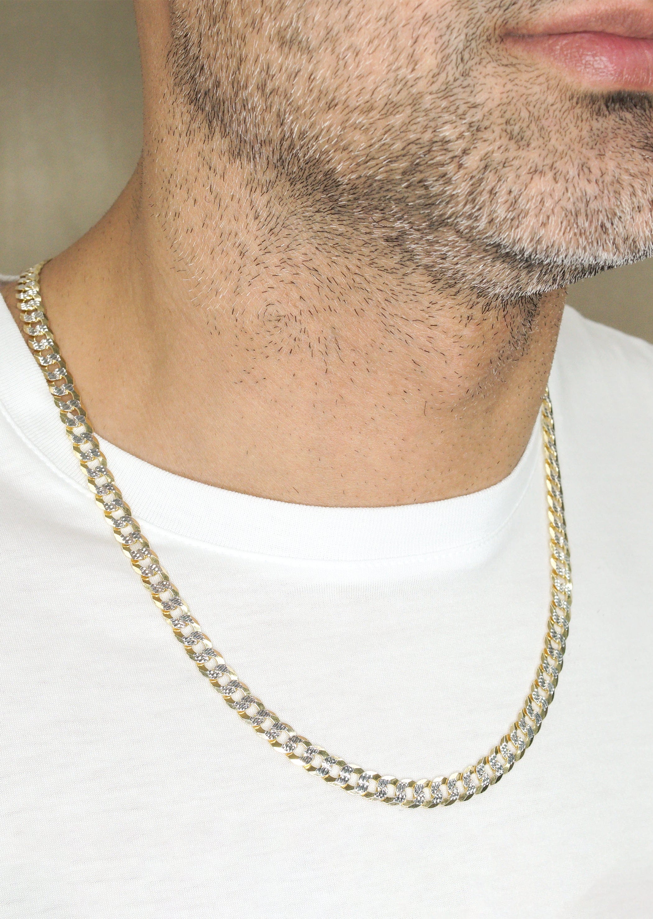 Manufacturer 43 Silver Chain - Mens Gold Chain / Curb Cuban Diamond Cut Chain / 7 mm
