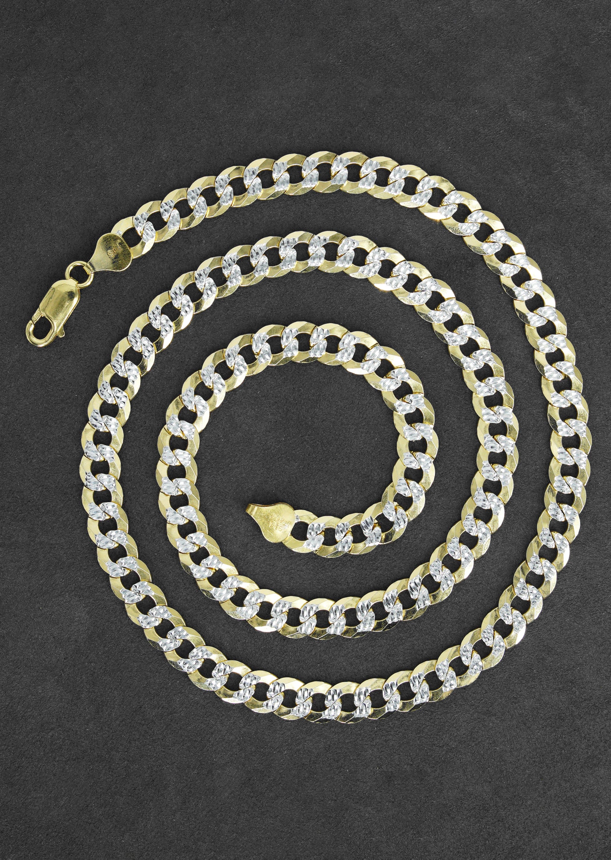 Manufacturer 43 Silver Chain - Mens Gold Chain / Curb Cuban Diamond Cut Chain / 7 mm