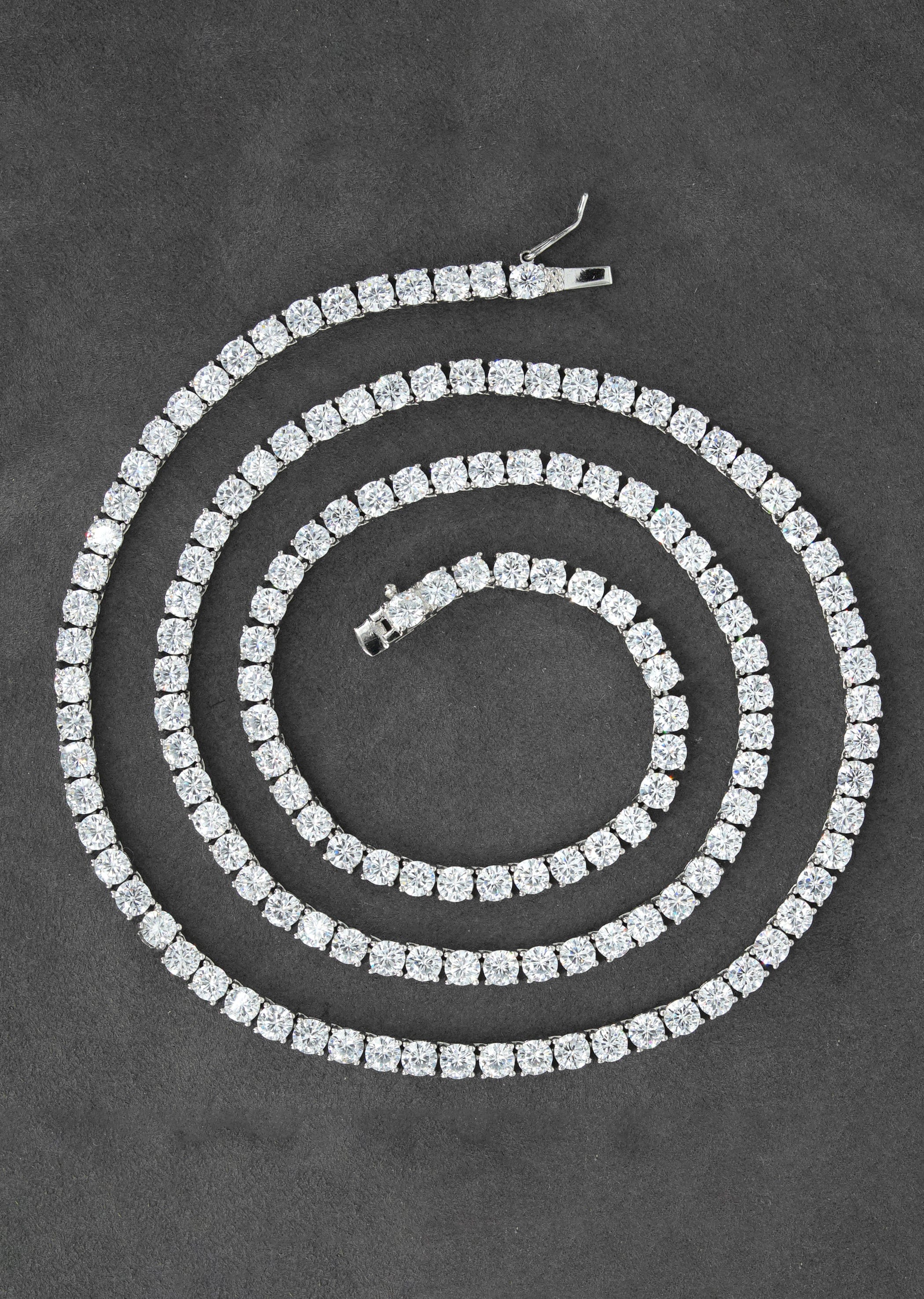 Manufacturer 43 Silver Chain - Mens White Tennis Chain / Necklace - 4 mm