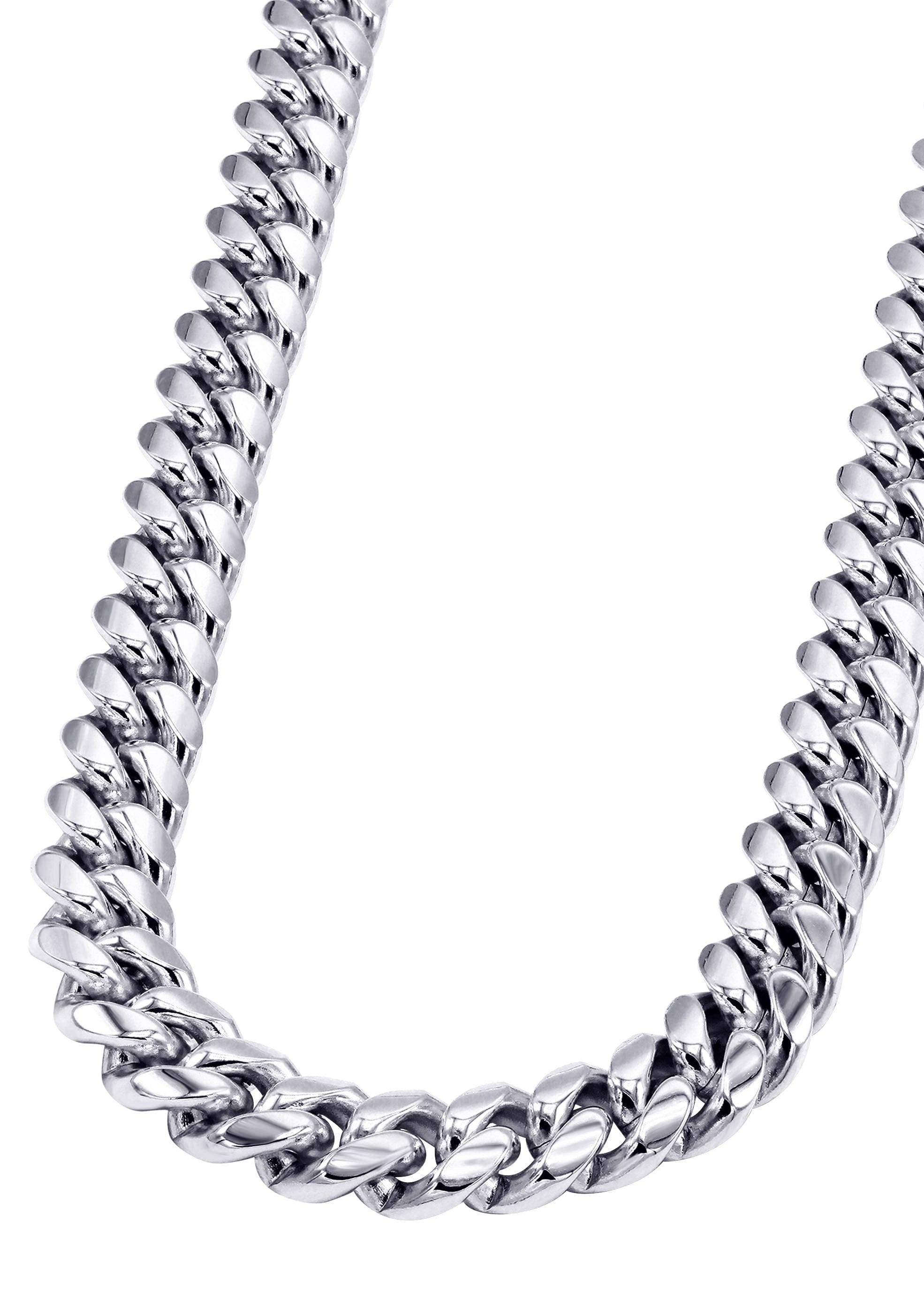 Manufacturer 30 White Gold Plated Mens Solid Miami Cuban Link Chain