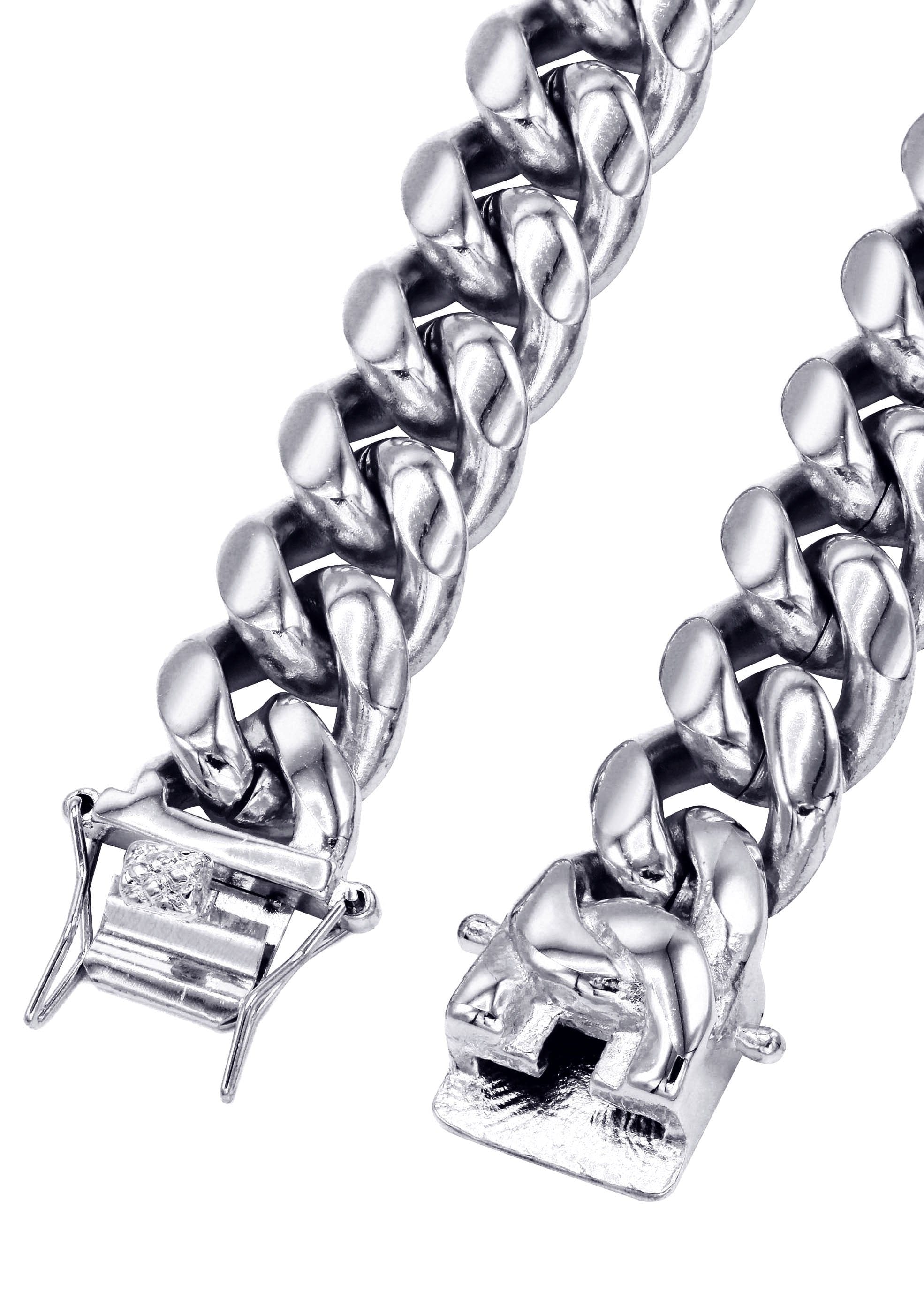 Manufacturer 30 White Gold Plated Mens Solid Miami Cuban Link Chain