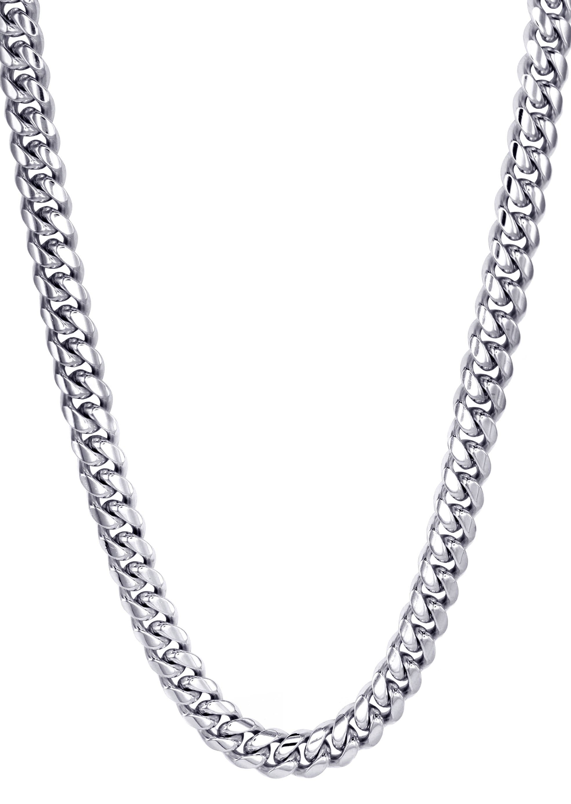 Manufacturer 30 White Gold Plated Mens Solid Miami Cuban Link Chain
