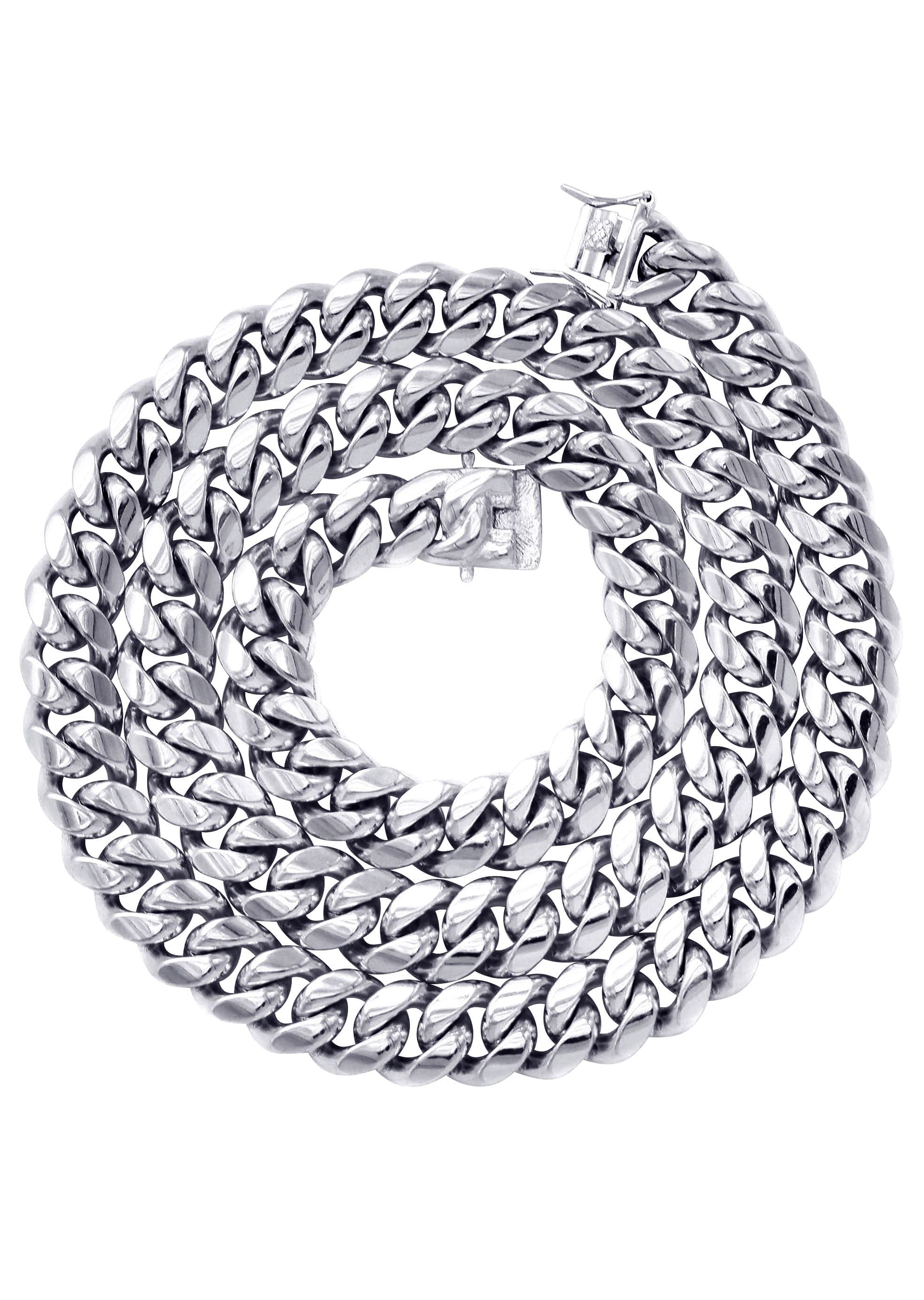 Manufacturer 30 White Gold Plated Mens Solid Miami Cuban Link Chain