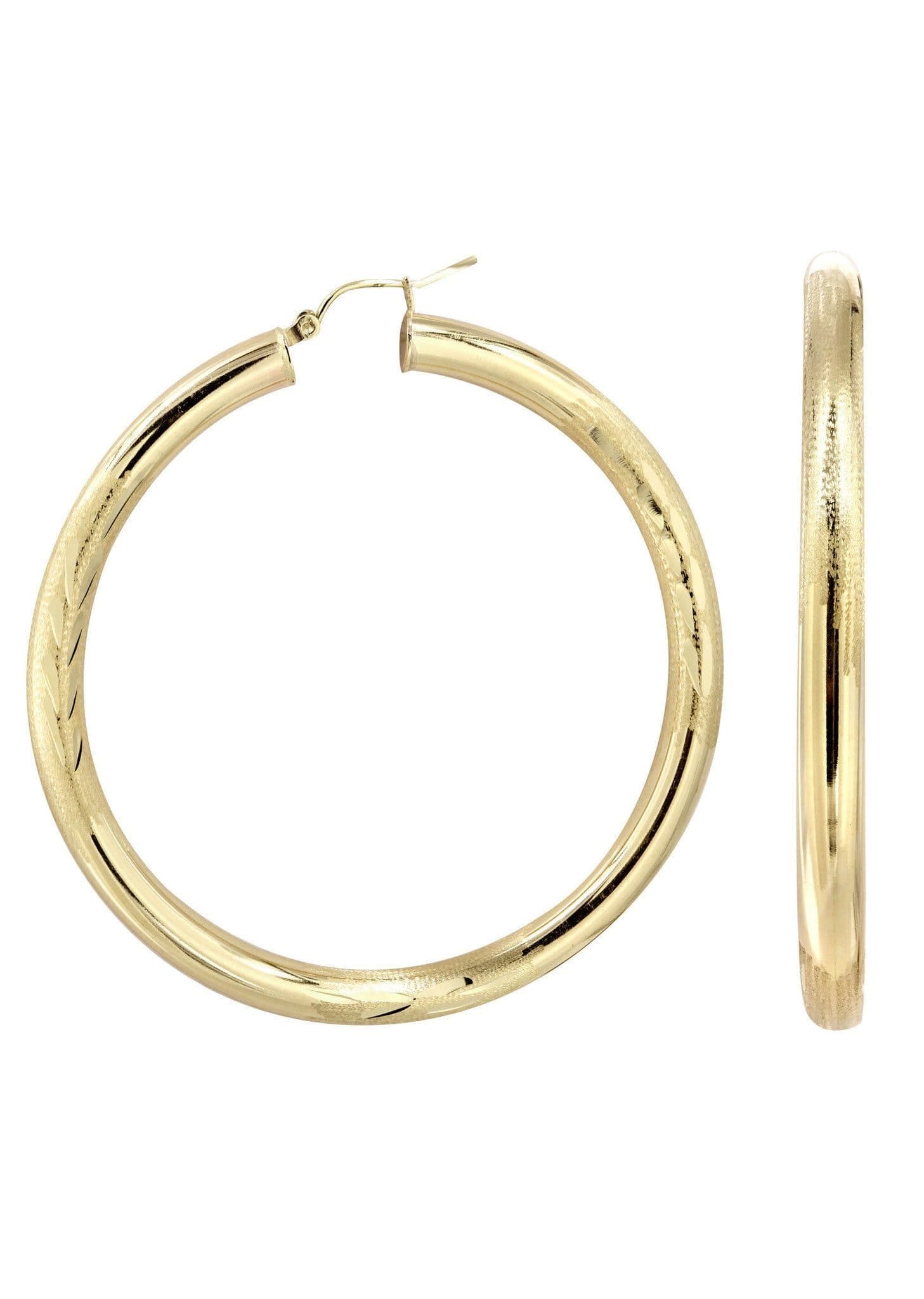Manufacturer 1 10K Gold Diamond Cut Hoop Earrings | Customizable Size