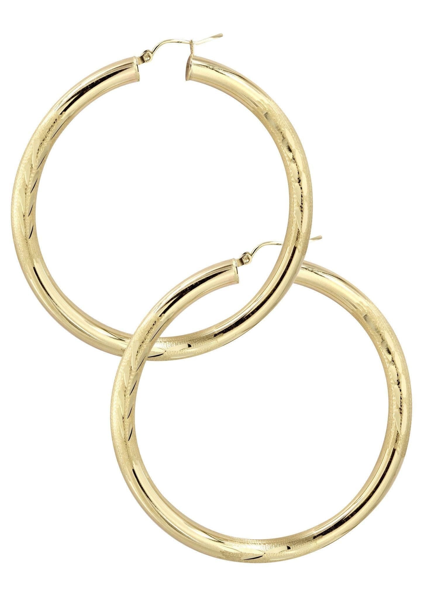 Manufacturer 1 10K Gold Diamond Cut Hoop Earrings | Customizable Size