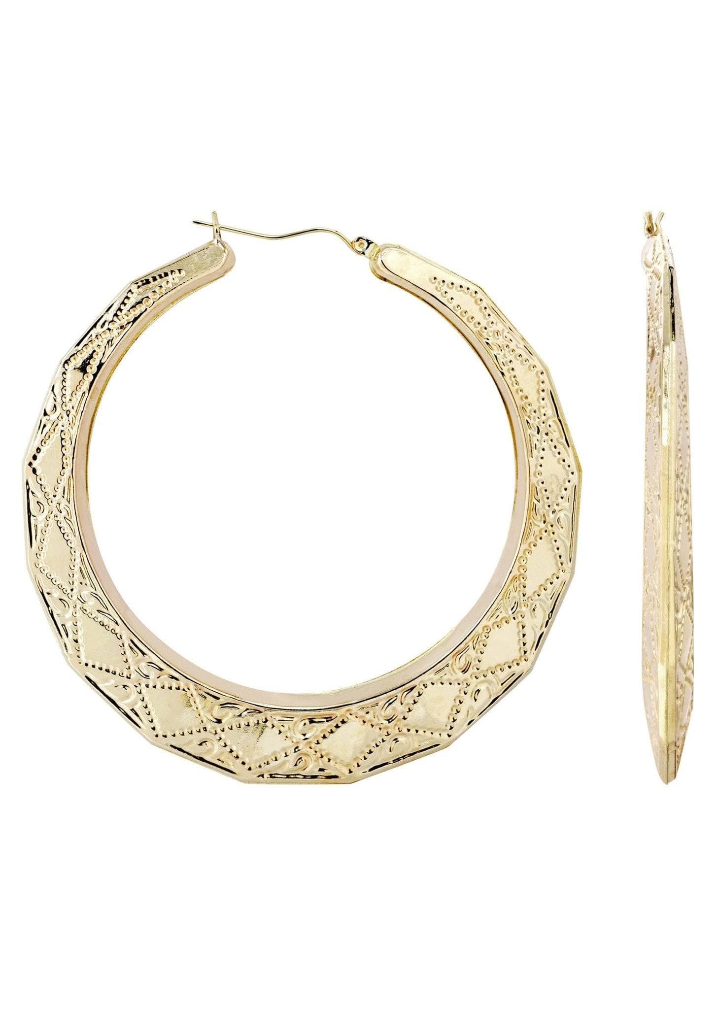 Manufacturer 1 10K Gold Stop Sign Hoop Earrings | Customizable Size