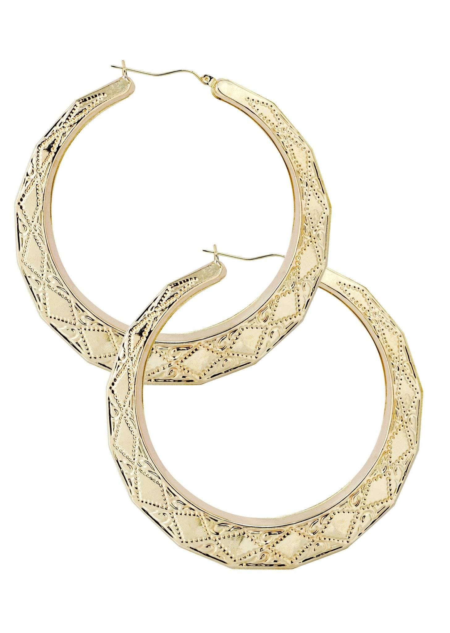 Manufacturer 1 10K Gold Stop Sign Hoop Earrings | Customizable Size