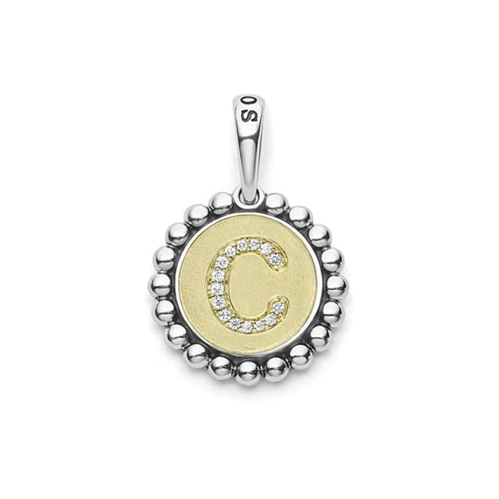 Lagos Signature Caviar Diamond Initial Charm - 07 - 81201