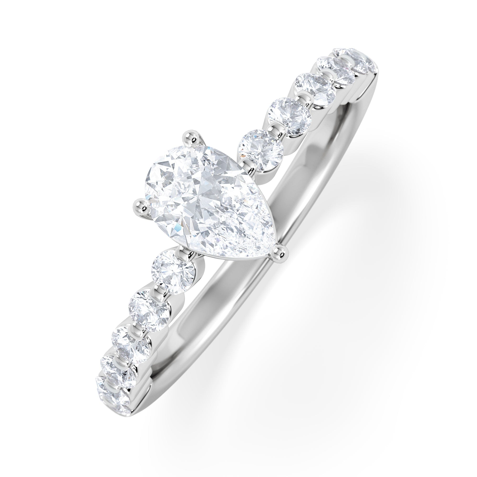 Diamond Solstice Pear Cut 0.80ct Lab Diamond Engagement Ring F/VS in 9k White Gold