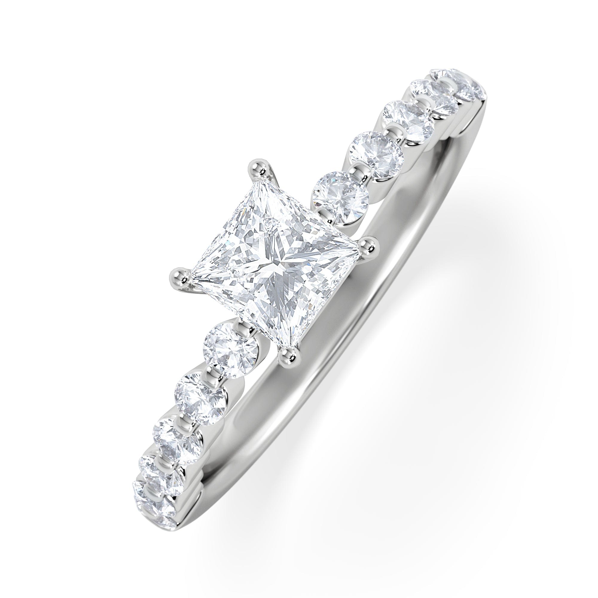 PRINCESS Solstice Princess Cut 0.80ct Lab Diamond Engagement Ring F/VS in 9k White Gold