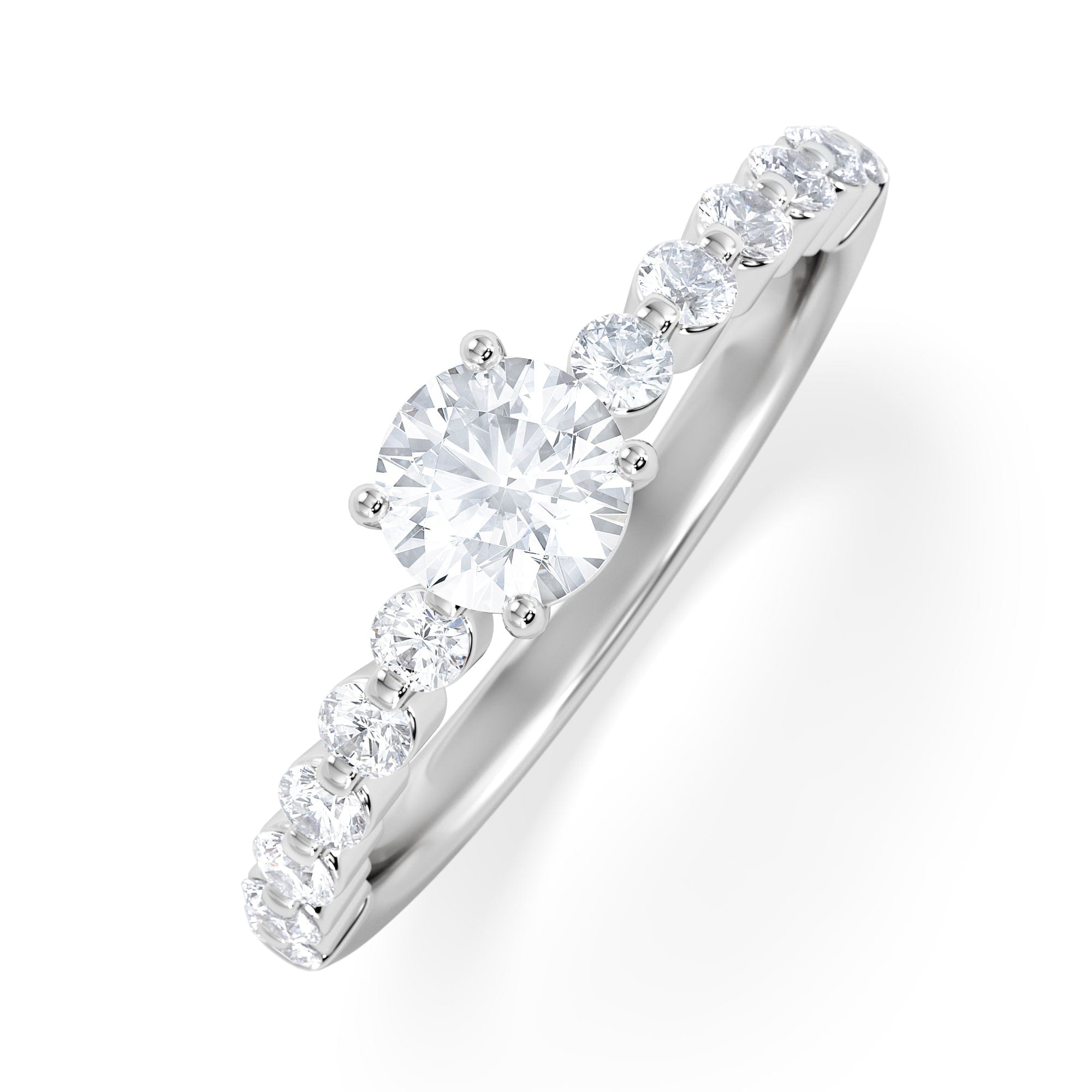 Diamond Solstice Round Cut 0.80ct Lab Diamond Engagement Ring F/VS in 9k White Gold