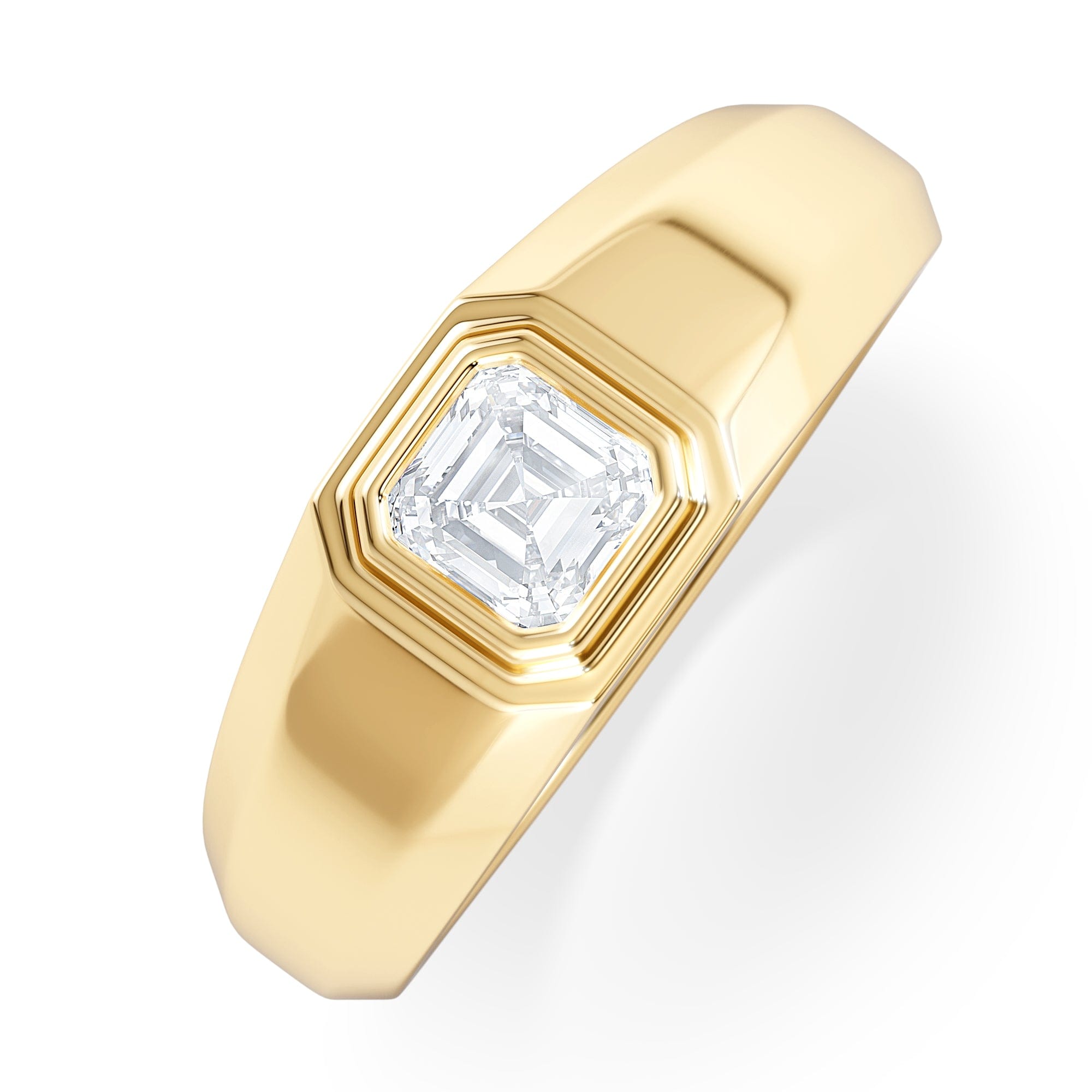 Diamond Axis Men's Lab Diamond Signet Ring 0.50ct Asscher Cut Set in 9k Gold