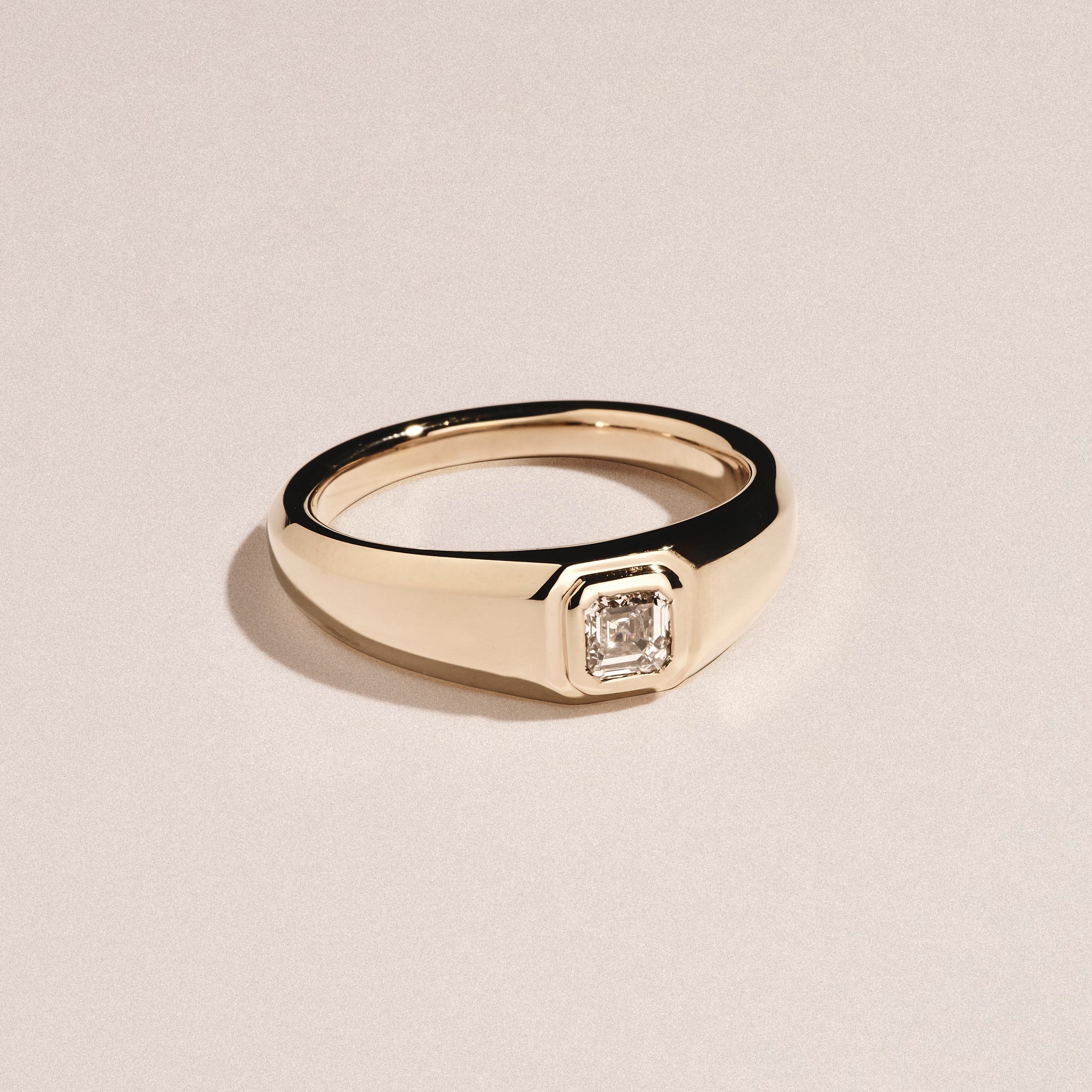 Diamond Axis Men's Lab Diamond Signet Ring 0.50ct Asscher Cut Set in 9k Gold