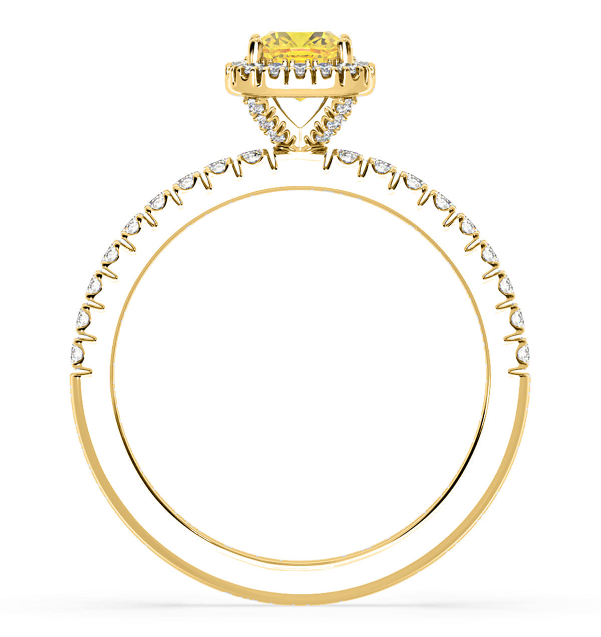 Beatrice Yellow Lab Diamond 1.00ct Cushion Halo Ring in 18K Yellow Gold - Elara Collection
