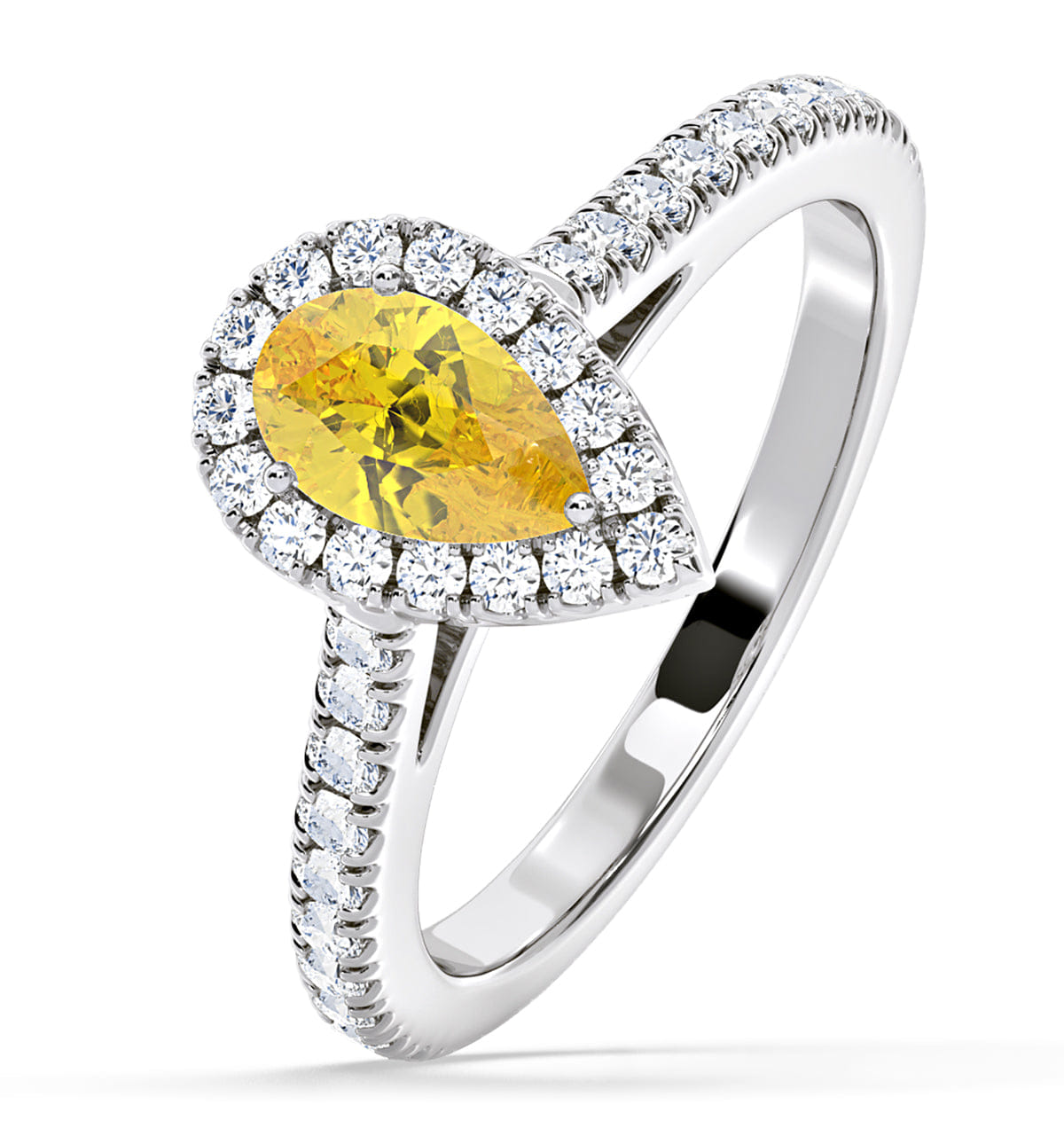 Diamond Diana Yellow Lab Diamond Pear Halo Ring 1.00ct in Platinum - Elara Collection
