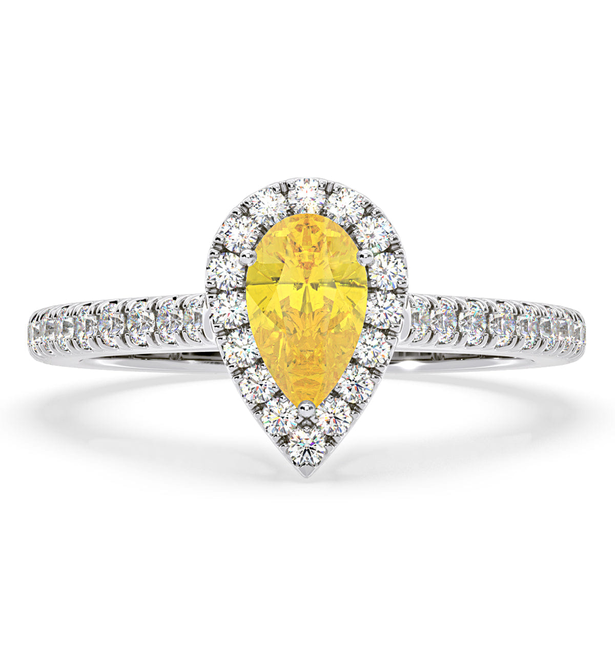 Diamond Diana Yellow Lab Diamond Pear Halo Ring 1.00ct in Platinum - Elara Collection
