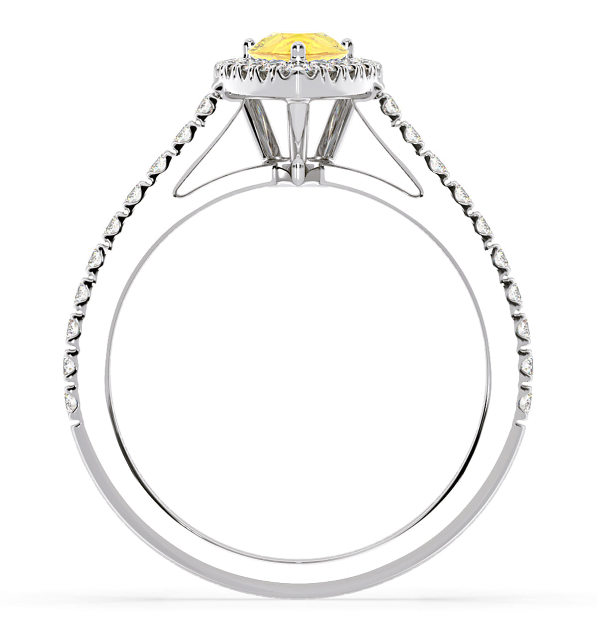 Diamond Diana Yellow Lab Diamond Pear Halo Ring 1.00ct in Platinum - Elara Collection