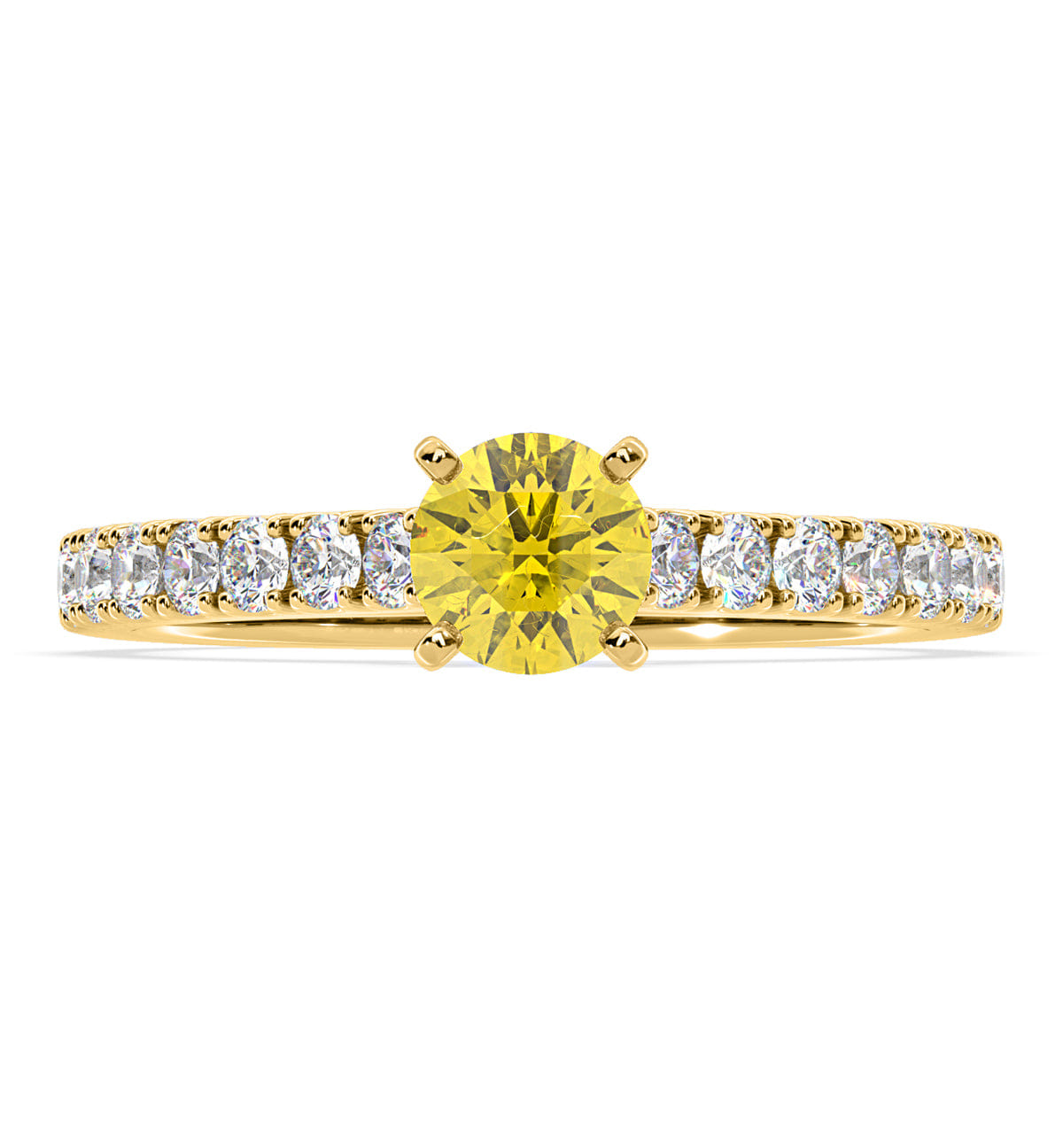 Diamond Natalia Yellow Lab Diamond 0.91ct Side Stone Ring in 18K Yellow Gold - Elara Collection
