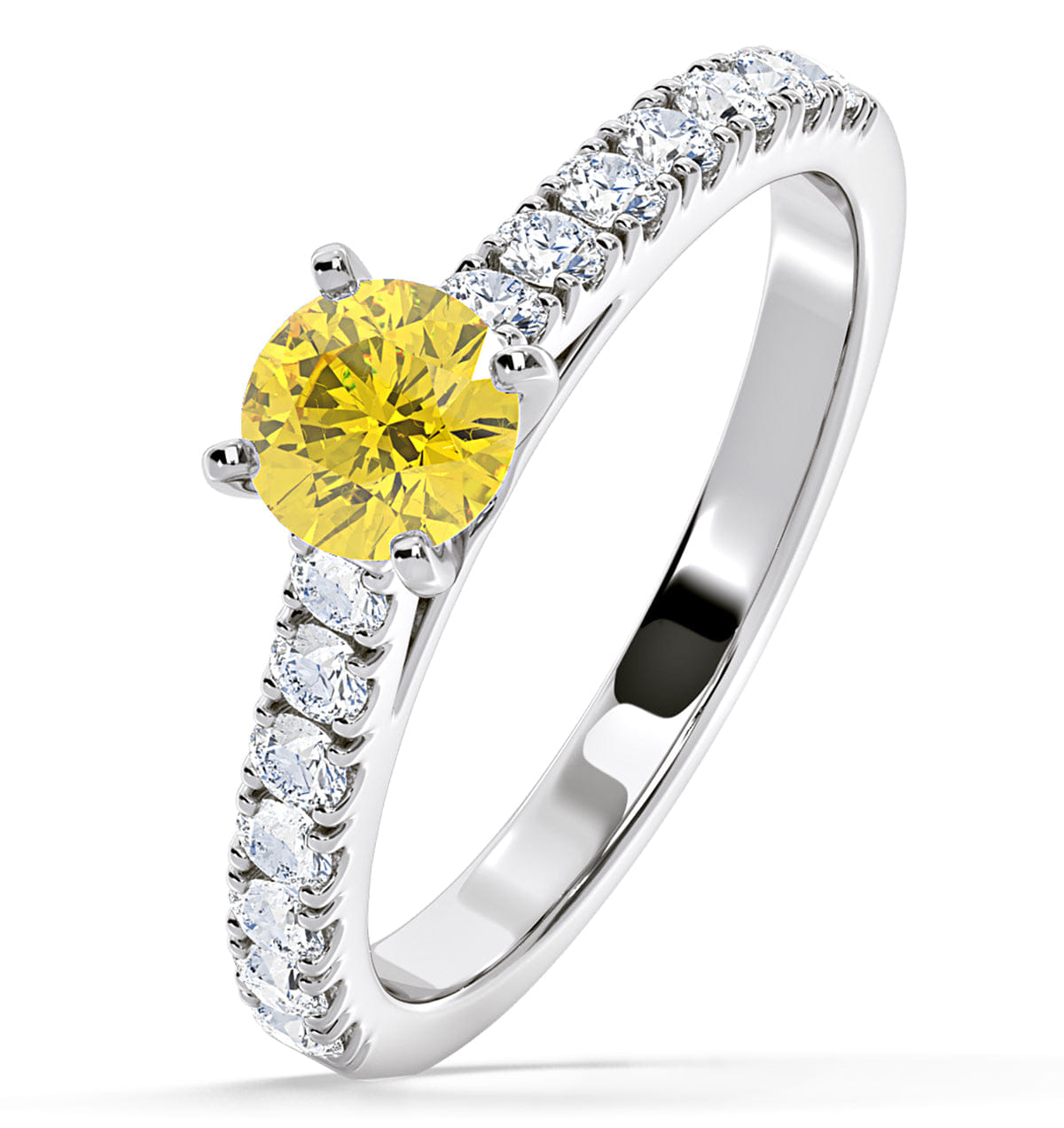 Diamond Natalia Yellow Lab Diamond 0.91ct Side Stone Ring in Platinum - Elara Collection