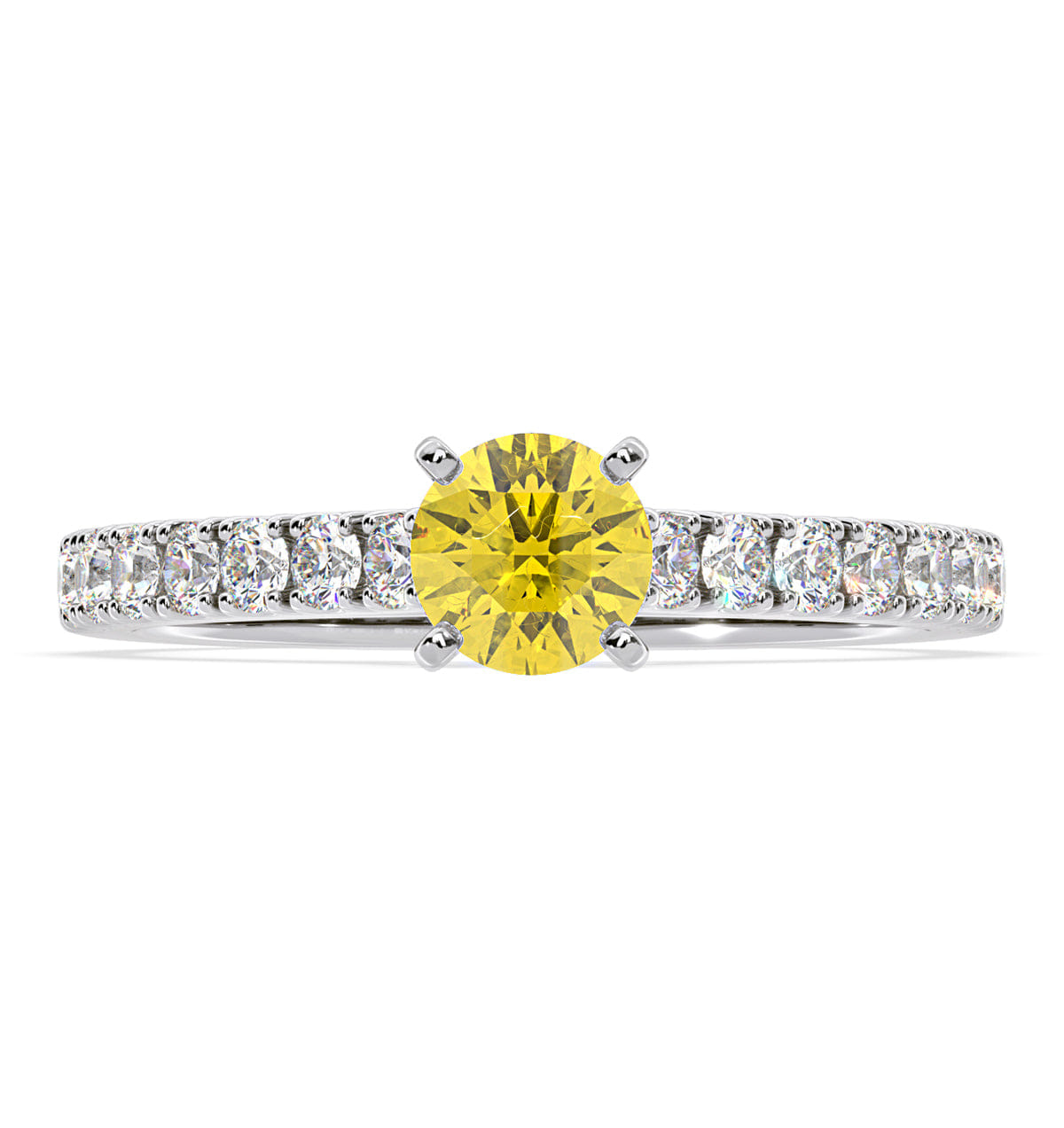 Diamond Natalia Yellow Lab Diamond 0.91ct Side Stone Ring in Platinum - Elara Collection