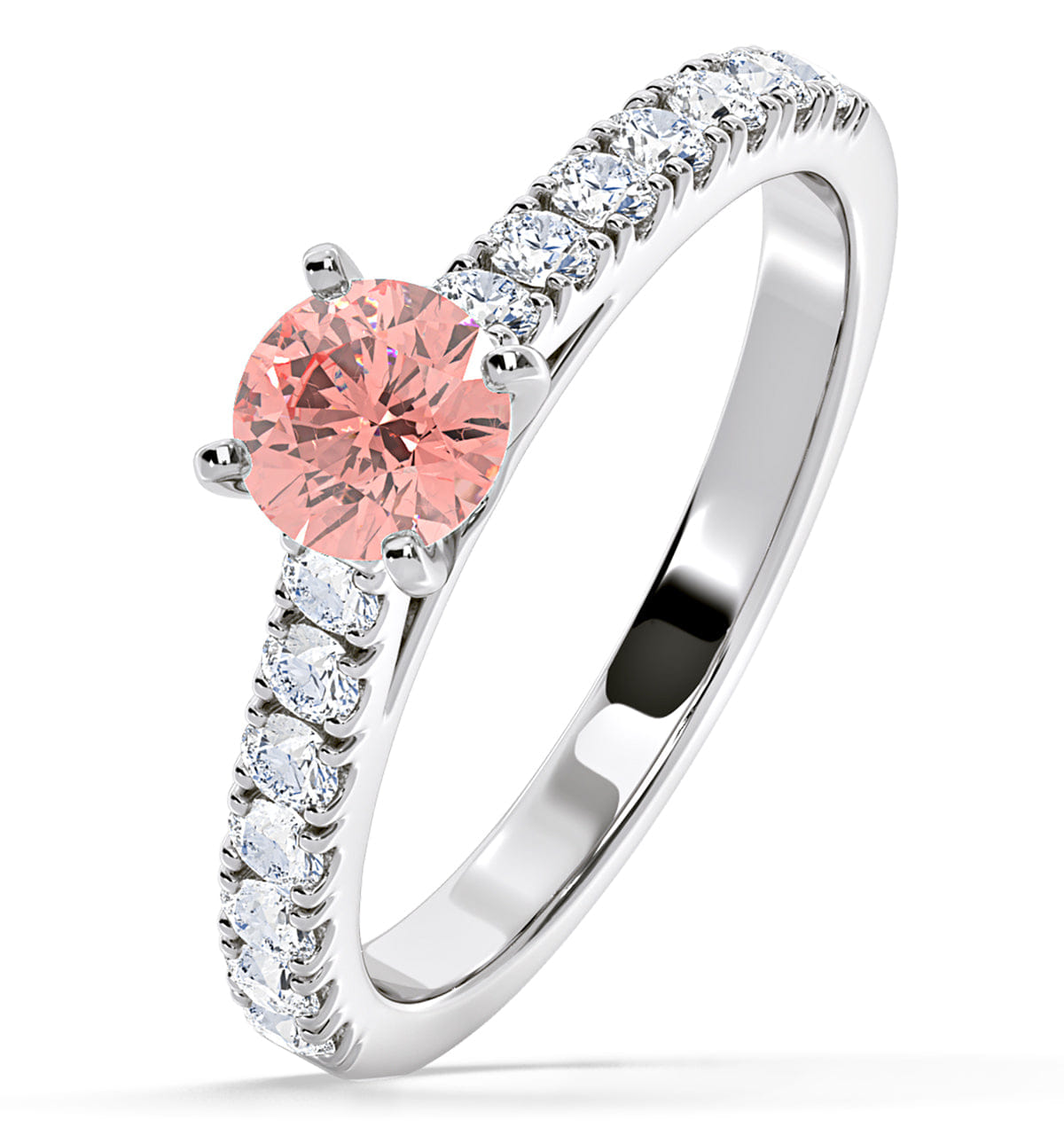 Diamond Natalia Pink Lab Diamond 0.91ct Side Stone Ring in Platinum - Elara Collection
