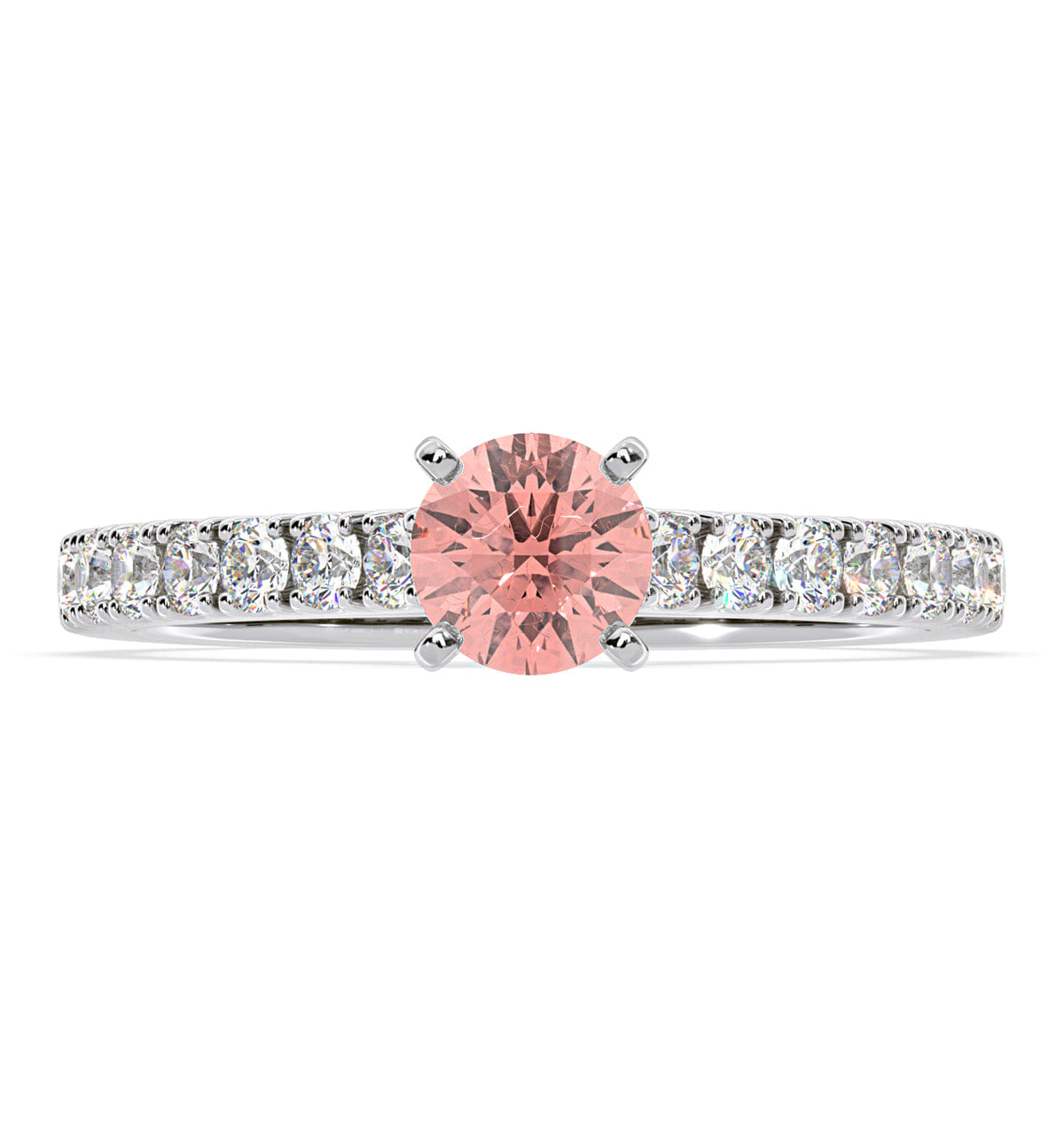 Diamond Natalia Pink Lab Diamond 0.91ct Side Stone Ring in Platinum - Elara Collection