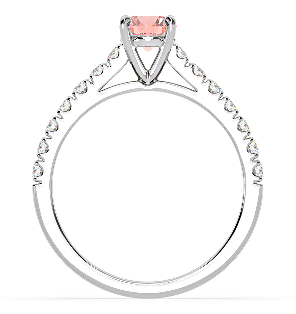 Diamond Natalia Pink Lab Diamond 0.91ct Side Stone Ring in Platinum - Elara Collection