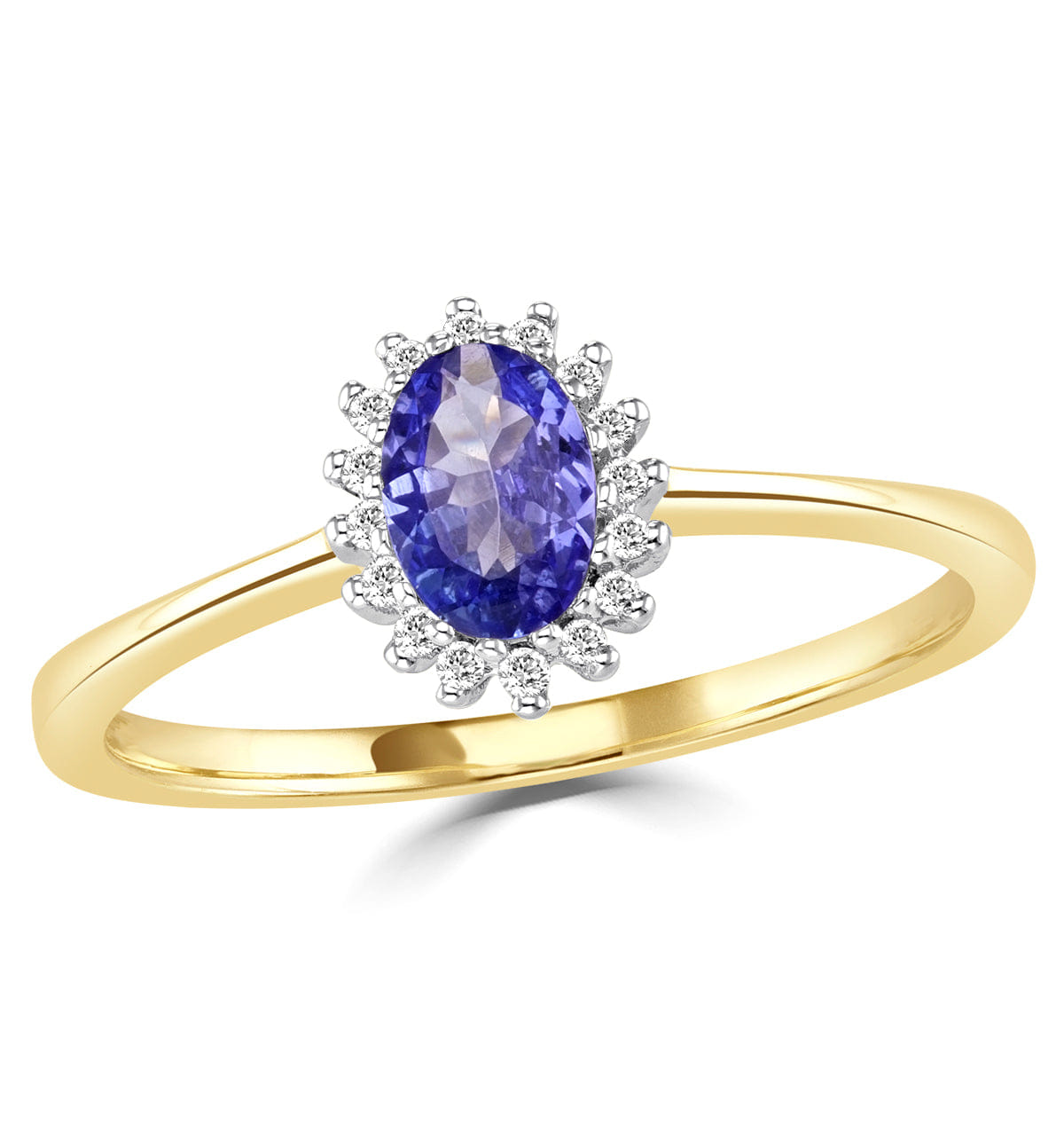 Diamond Tanzanite 6 x 4 mm And Diamond 9K Gold Ring