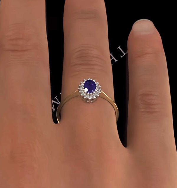Diamond Tanzanite 6 x 4 mm And Diamond 9K Gold Ring