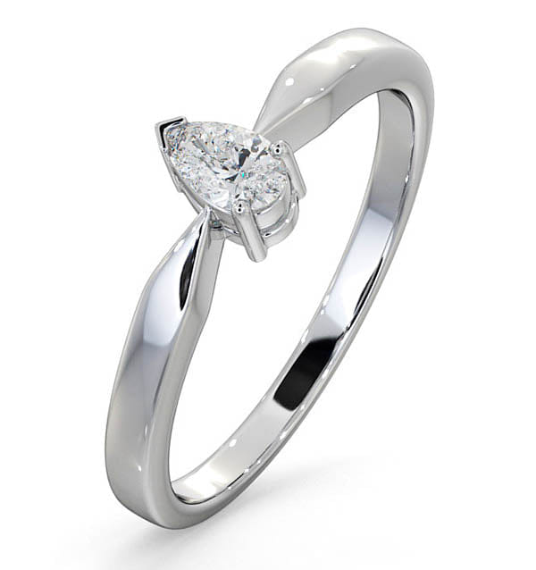 Diamond Certified Pear Shaped Platinum Diamond Engagement Ring 0.25CT - G/Vs