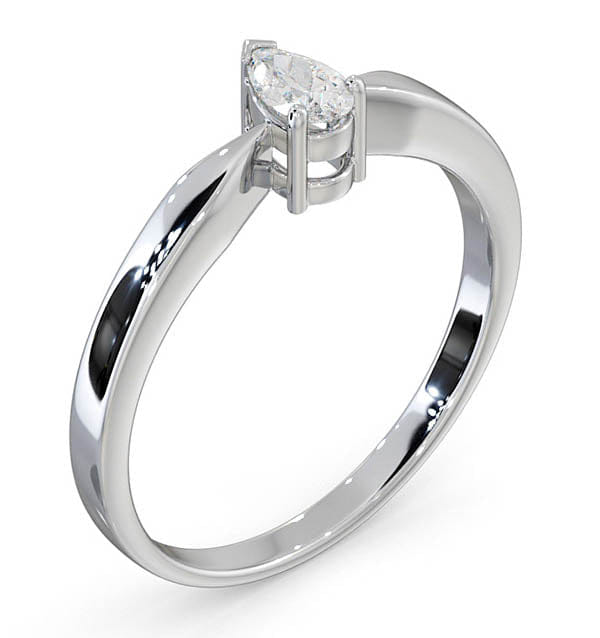 Diamond Certified Pear Shaped Platinum Diamond Engagement Ring 0.25CT - G/Vs