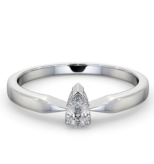 Diamond Certified Pear Shaped Platinum Diamond Engagement Ring 0.25CT - G/Vs
