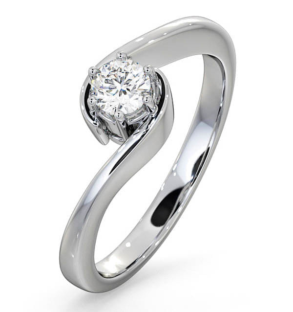 Diamond Certified Leah 18K White Gold Diamond Engagement Ring 0.25CT