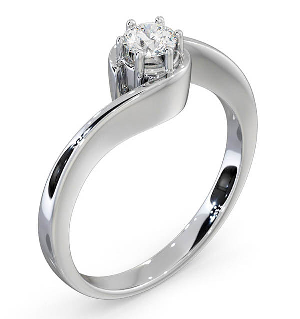 Diamond Certified Leah 18K White Gold Diamond Engagement Ring 0.25CT