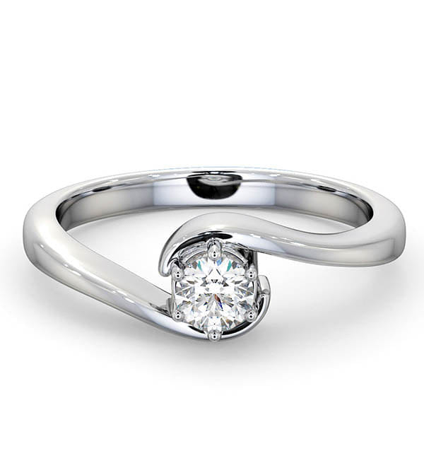 Diamond Certified Leah 18K White Gold Diamond Engagement Ring 0.25CT