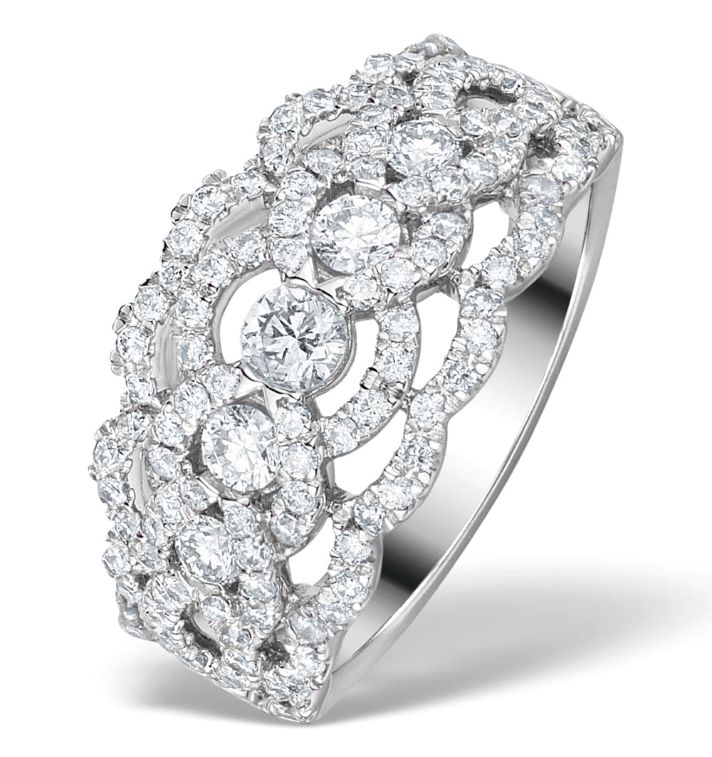 Diamond Lab Diamond Art Deco 9K White Gold Ring 1.25CT H/Si - N4544Y
