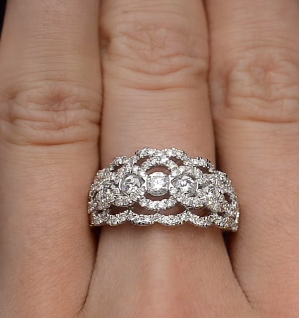 Diamond Lab Diamond Art Deco 9K White Gold Ring 1.25CT H/Si - N4544Y