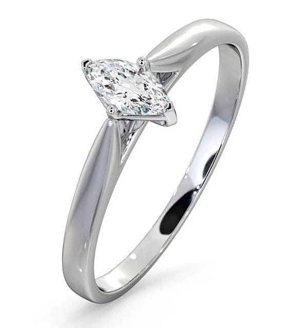 Diamond Engagement Ring Certified Marquise Diamond 0.25CT H/SI 18K White Gold
