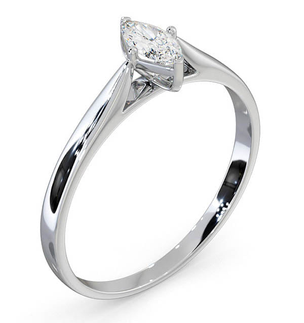 Diamond Engagement Ring Certified Marquise Diamond 0.25CT H/SI 18K White Gold