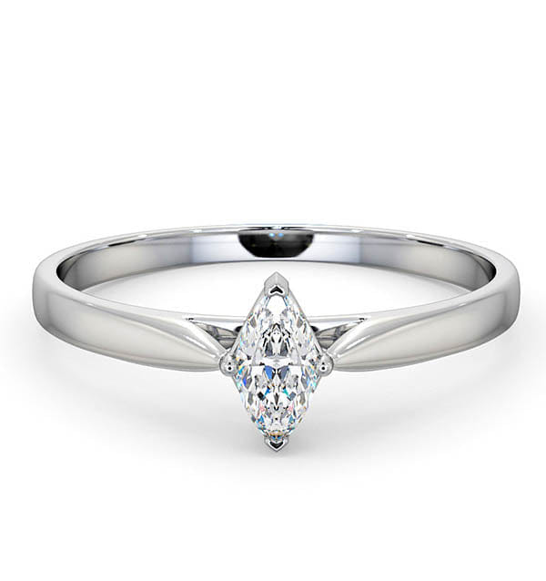 Diamond Engagement Ring Certified Marquise Diamond 0.25CT H/SI 18K White Gold