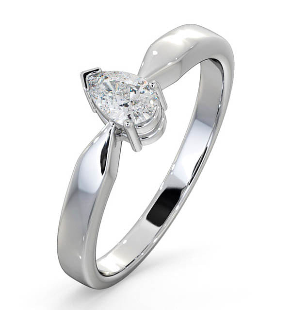 Diamond Engagement Ring Certified Pear Shaped Diamond 0.33CT G/VS 18K Gold