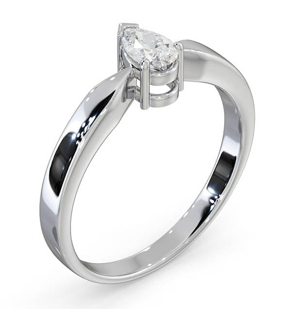 Diamond Engagement Ring Certified Pear Shaped Diamond 0.33CT G/VS 18K Gold