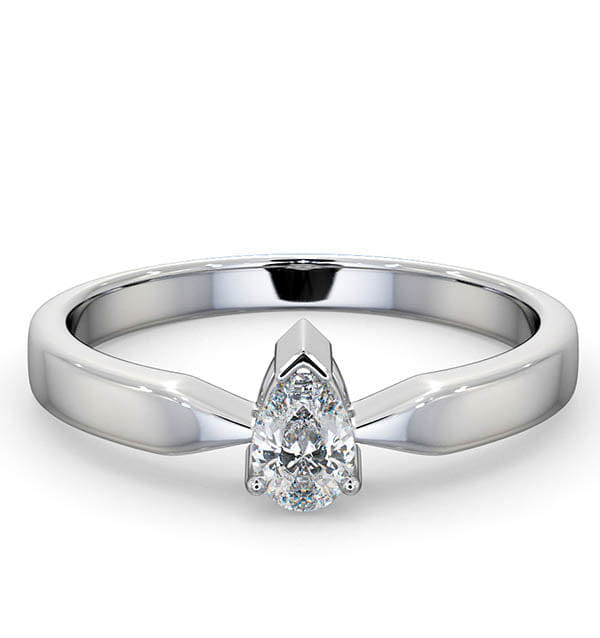 Diamond Engagement Ring Certified Pear Shaped Diamond 0.33CT G/VS 18K Gold