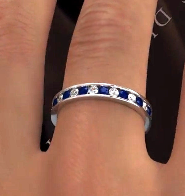 RING ETERNITY RING RAE DIAMONDS G/VS AND SAPPHIRE 1.40CT - Platinum