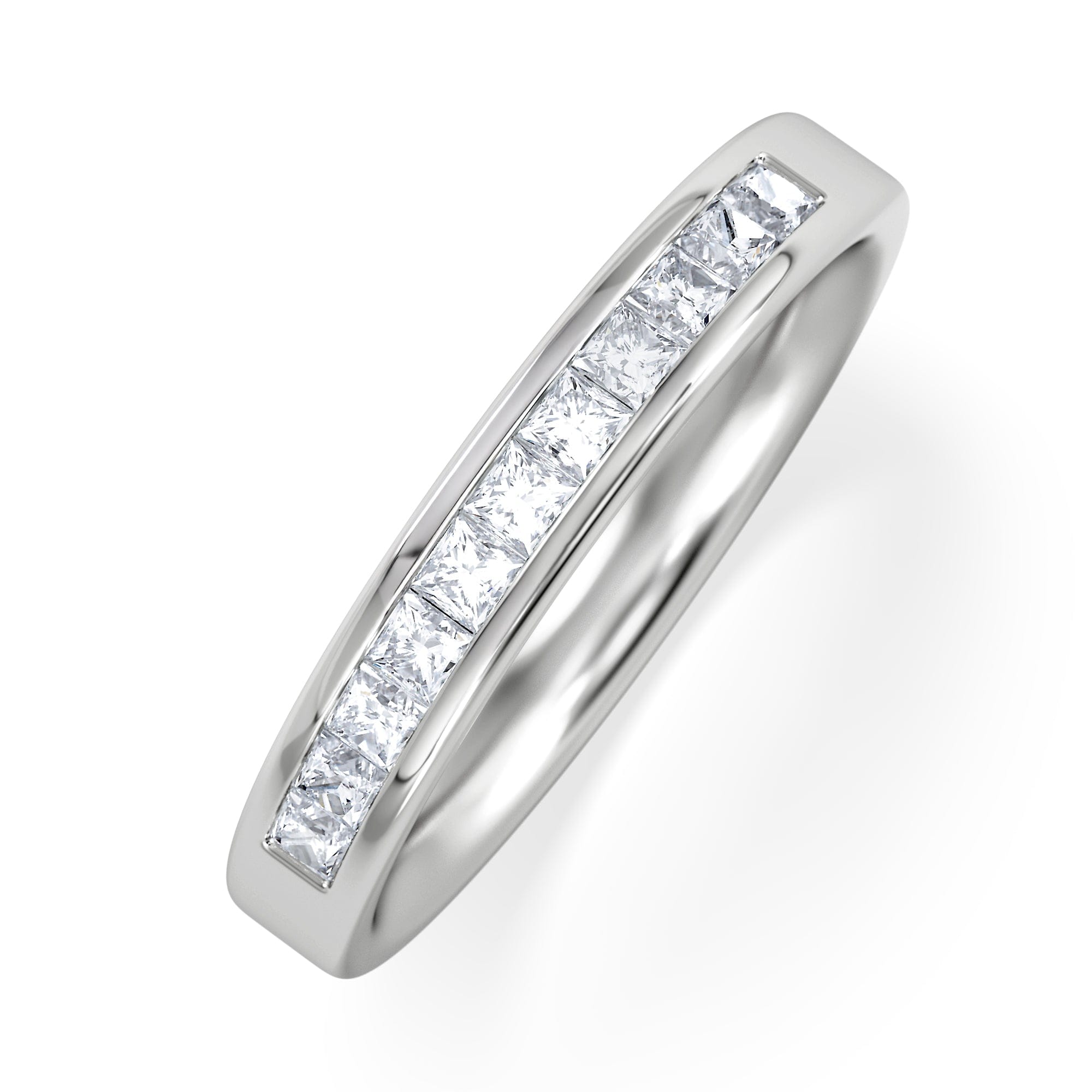 PRINCESS 18K White Gold Princess Diamond Half Eternity Ring 0.50CT G/VS