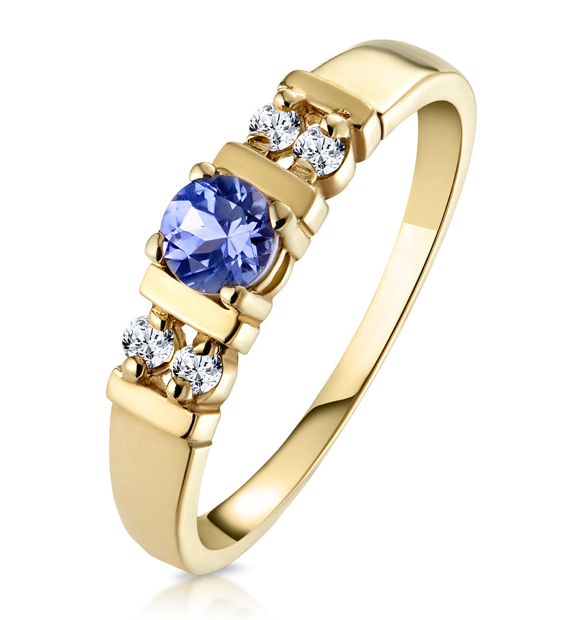 Diamond Tanzanite 3.75 mm And Diamond 9K Gold Ring
